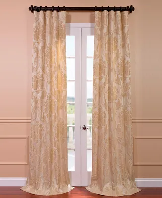 Half Price Drapes Magdelena Champagne Beige Damask Faux Silk Jacquard Room Darkening Curtain