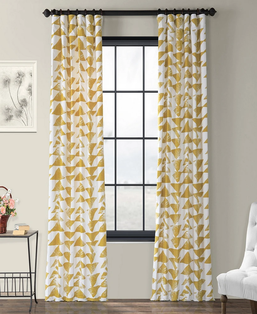 Half Price Drapes Triad Gold Geometric Printed Cotton Room Darkening Curtain