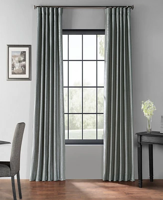 Half Price Drapes Storm Grey Vintage Textured Faux Dupioni Silk Blackout Curtain