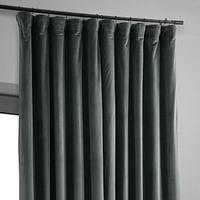 Half Price Drapes Natural Grey Signature Extra Wide Velvet Blackout Curtain