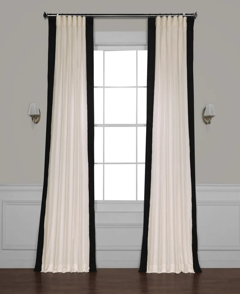 Half Price Drapes Fresh Popcorn & Black Bordered Vertical Printed Cotton Curtain