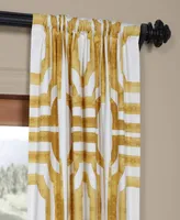 Half Price Drapes Mecca Gold Geometric Printed Cotton Room Darkening Curtain