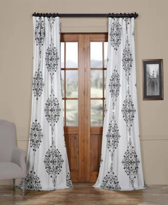 Half Price Drapes Kerala Cocoa Emblem Printed Cotton Room Darkening Curtain