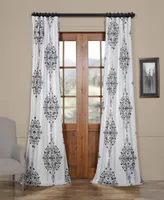 Half Price Drapes Kerala Cocoa Emblem Printed Cotton Room Darkening Curtain
