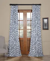 Half Price Drapes Ellis Blue Abstract Printed Cotton Room Darkening Curtain