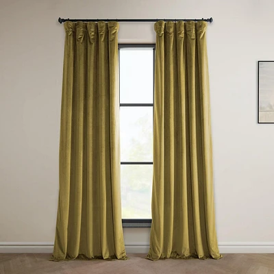 Half Price Drapes Peat Green Heritage Plush Velvet Room Darkening Curtain