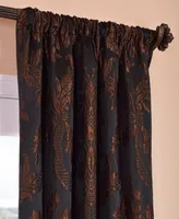 Half Price Drapes Magdelena Black & Copper Damask Faux Silk Jacquard Room Darkening Curtain