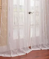 Half Price Drapes Florentina White Embroidered Geometric Sheer Curtain