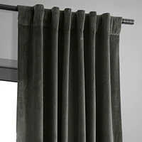 Half Price Drapes Gunmetal Grey Signature Velvet Blackout Curtain