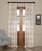 Half Price Drapes Suez Bronze Embroidered Striped Patterned Faux Linen Sheer Curtain