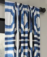 Half Price Drapes Mecca Blue Geometric Printed Cotton Room Darkening Curtain