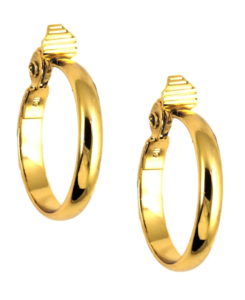 Anne Klein Gold-Tone 1.2" Medium Width Hoop E-z Comfort Earrings