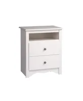 Prepac Monterey Tall 2-Drawer Nightstand with Open Shelf