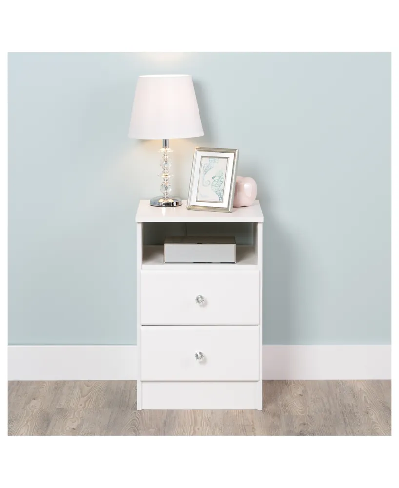 Prepac Astrid 2-Drawer Nightstand with Acrylic Knobs