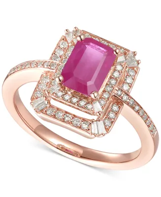Ruby (1 ct. t.w.) & Diamond (1/3 ct. t.w.) Ring in 14k Rose Gold (Also Available in Sapphire)