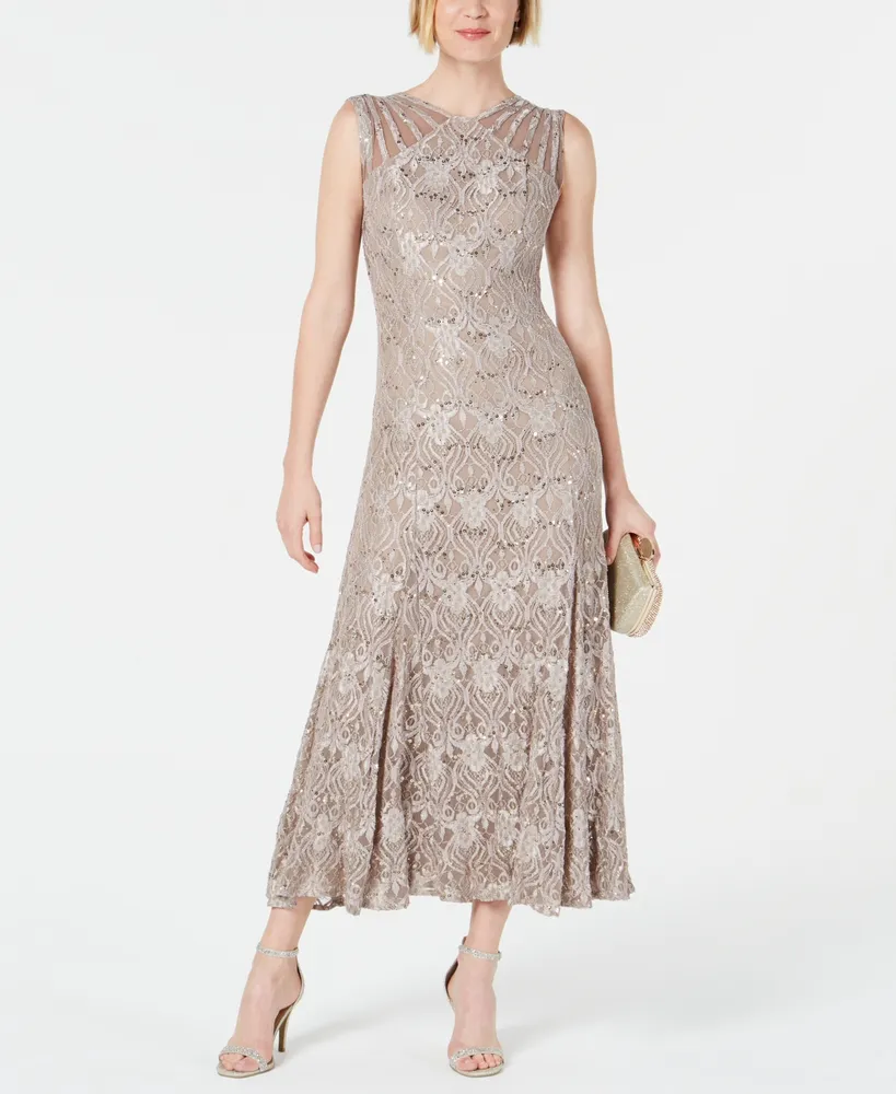 R & M Richards Petite Sequin Lace Gown