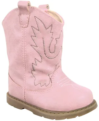 Baby Deer Baby Girl Western Boot Round Toe with Embroidery and Piping