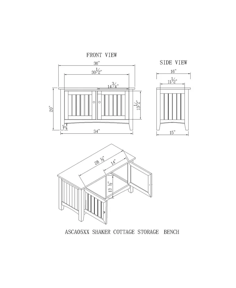 Shaker Cottage Storage Cabinet Bench