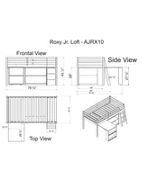 Roxy Junior Loft Bed with Storage Drawers, Bookshelf and Desk