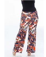 White Mark Plus Size Printed Palazzo Pants