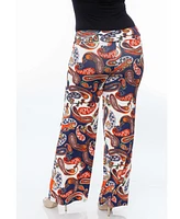 White Mark Plus Size Printed Palazzo Pants