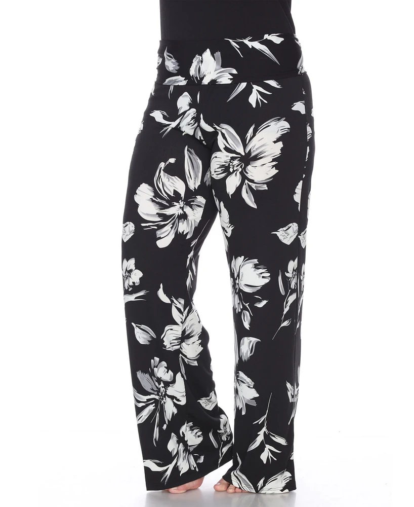 White Mark Plus Floral Wide Leg Palazzo Pants