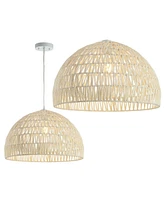 Jonathan Y Campana 20" Woven Rattan Dome Led Pendant