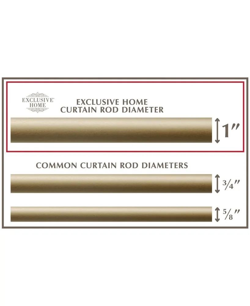 Exclusive Home Topper 1" Curtain Rod and Coordinating Finial Set, Adjustable 66"-120"