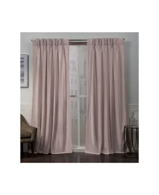 Exclusive Home Velvet Heavyweight Pinch Pleat Top Curtain Panel Pair, 27" x 96"