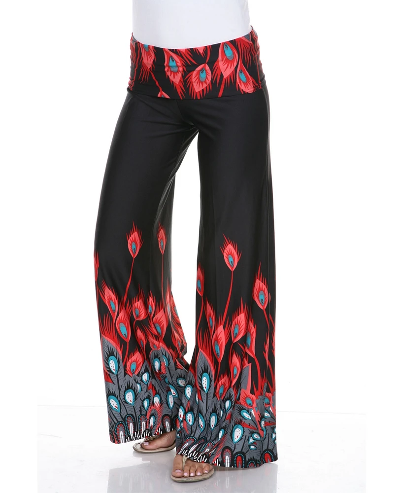 White Mark Peacock Printed Palazzo Pants