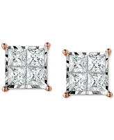 TruMiracle Diamond Princess Cluster Stud Earrings (1/2 ct. t.w.) 14k White, Yellow or Rose Gold