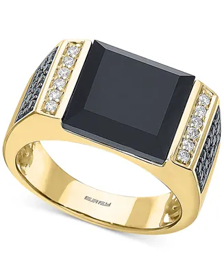 Effy Men's Black Onyx & Diamond (5/8 ct. t.w.) Ring in 14k Gold