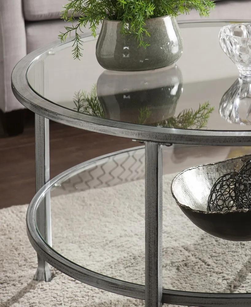 Brookford Metal and Glass Round Cocktail Table
