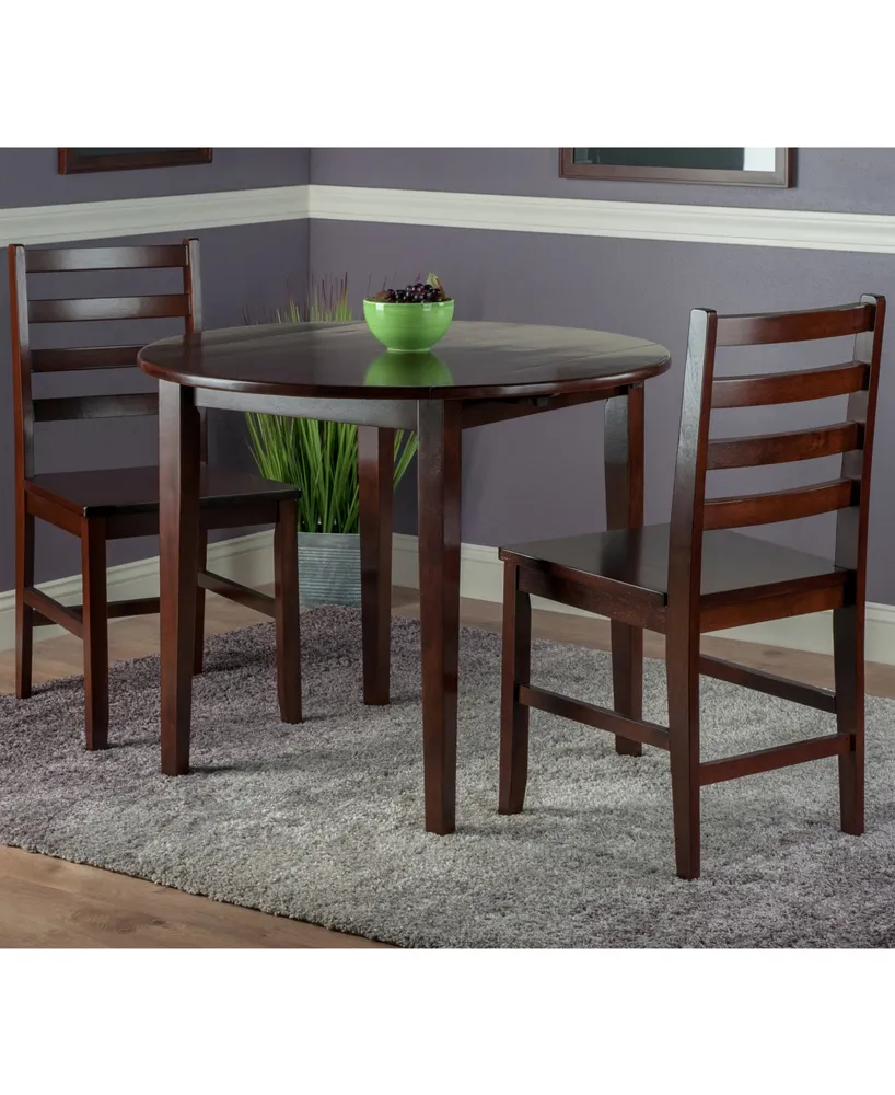 Clayton 3-Piece Drop Leaf Table with 2 Ladderback Chairs Set