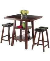 Orlando 3-Piece Set High Table, 2 Shelves with Cushion Seat Stools