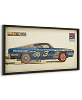 Empire Art Direct "Muscle Blue Car" Dimensional Collage Framed Graphic Art Under Glass Wall Art - 25'' x 48''