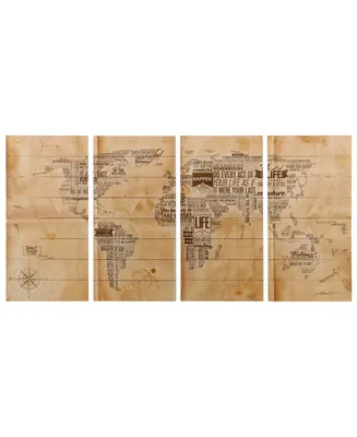 Empire Art Direct 'World Map' 4-Piece Arte De Legno Digital Print on Solid Wood Wall Art Set - 60" x 30"