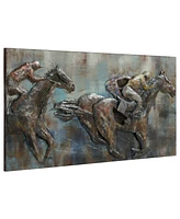 Empire Art Direct 'Race Day' Mixed Media Iron Hand Painted Dimensional Wall Sculpture - 60" x 30"