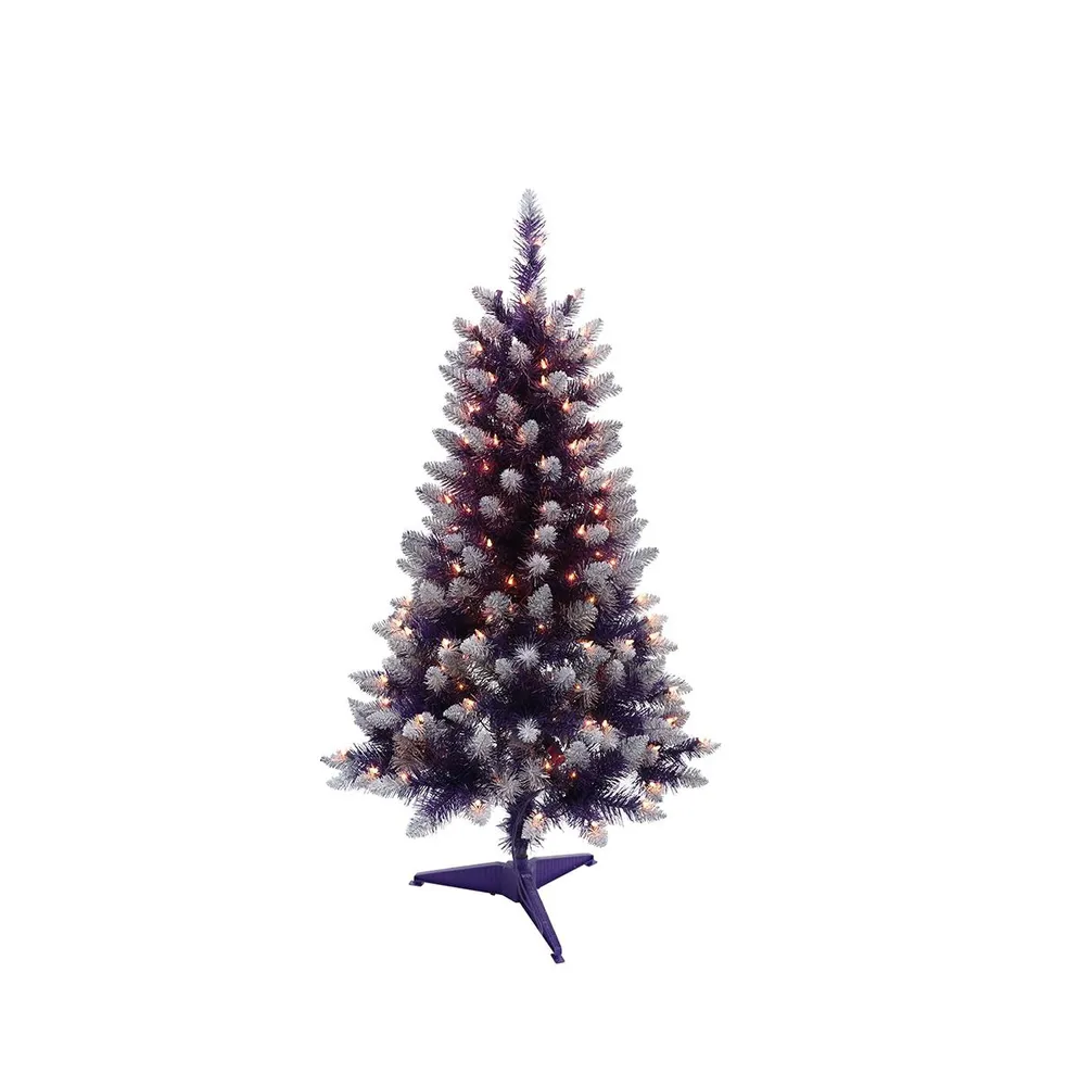 Puleo 4FT Pre-Lit Fashion Purple Pine Artificial Christmas Tree