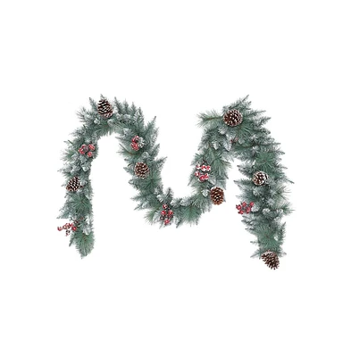 Puleo International 9 ft. Sterling Pine Artificial Garland with Silver Glitter