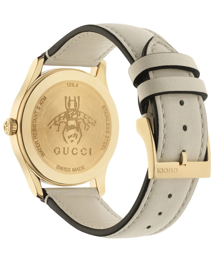 Gucci Women's Swiss G-Timeless White Leather Strap Watch 38mm