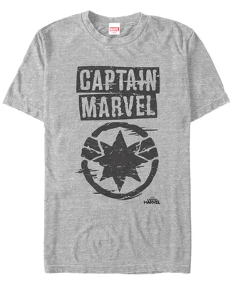 Marvel Men's Captain Marvel Painted Distressed Logo Short Sleeve T-Shirt