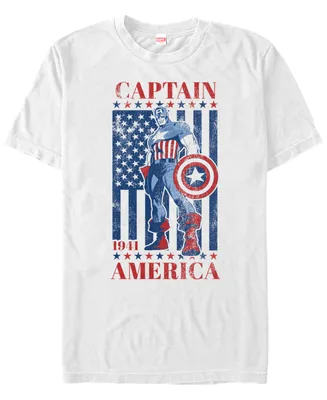 Marvel Men's Comic Collection Captain America Patriotic Stance Short Sleeve T-Shirt