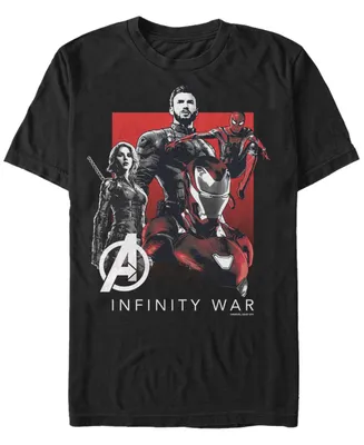 Marvel Men's Avengers Infinity War Black and Red Logo Group Shot Short Sleeve T-Shirt