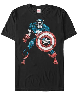 Marvel Men's Comic Collection Distressed Captain America Short Sleeve T-Shirt