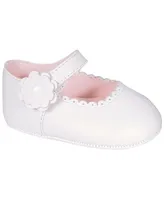 Baby Deer Girl Scalloped Toe Flat with Flower Overlay