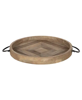 Kate and Laurel Marmora Wood Metal Round Tray - 18" x 18.25"
