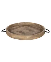 Kate and Laurel Marmora Wood Metal Round Tray - 18" x 18.25"