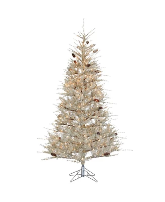 Sterling 7Ft. Frosted Sage Hard Needle Slim Tree with Pinecones and 400 clear lights