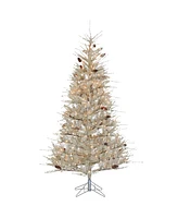 Sterling 7Ft. Frosted Sage Hard Needle Slim Tree with Pinecones and 400 clear lights